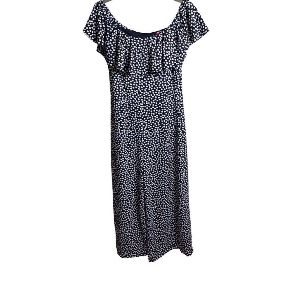 Betsey Johnson Navy and White Off-Shoulder‎ Jumpsuit - Picture 6 of 9